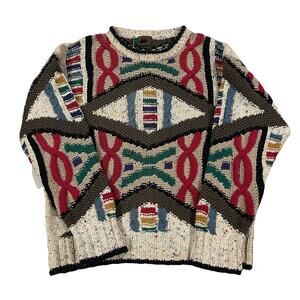 Vintage Boston Traders 3D Knit Coogi Style Sweater Size XL Multicolor